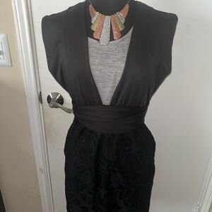 Elegant NWOT Black Lace wrap Dress size L